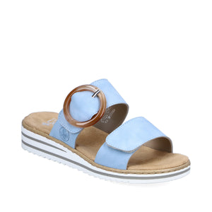 Rieker V0692-10 Blue Womens Casual Comfort Mule Sandals