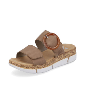 Rieker V2392-62 Beige Womens Casual Comfort Mule Sandals