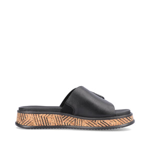 Rieker R-Evolution W0803-00 Black  Womens Casual Comfort Slip On Mule Sandal