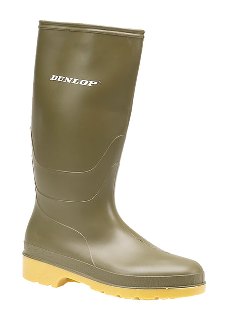 Dunlop W028E Dull Green Kids PVC Wellingtons