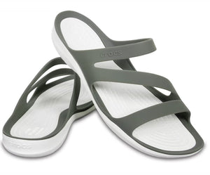 Crocs Swiftwater Sandal Smoke/White Womens Flexible Slip On Multipurpose Sandals