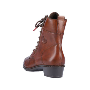 Rieker Y0706-25 Chestnut Brown Womens Comfort Lace/Zip Up Heeled Boots