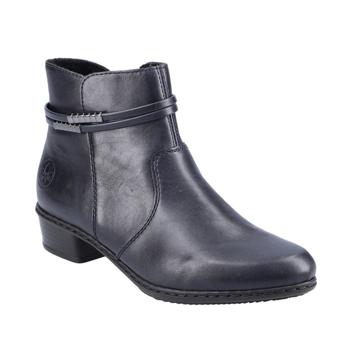 Rieker Y0781-14 Navy Blue Womens Comfort Zip Up Heeled Boots