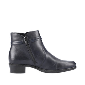 Rieker Y0781-14 Navy Blue Womens Comfort Zip Up Heeled Boots