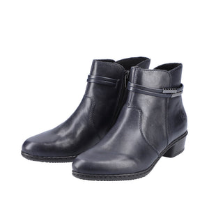 Rieker Y0781-14 Navy Blue Womens Comfort Zip Up Heeled Boots