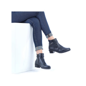 Rieker Y0781-14 Navy Blue Womens Comfort Zip Up Heeled Boots