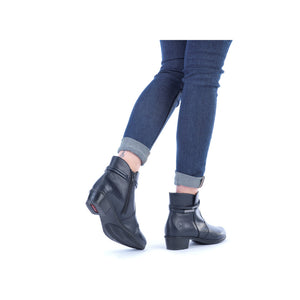 Rieker Y0781-14 Navy Blue Womens Comfort Zip Up Heeled Boots