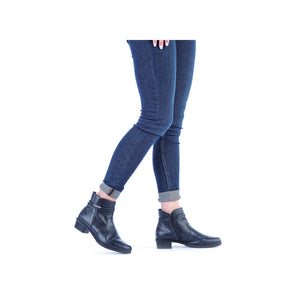 Rieker Y0781-14 Navy Blue Womens Comfort Zip Up Heeled Boots