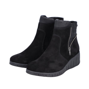 Rieker Y1360-00 Black Womens Casual Comfort Slip On Ankle Boots