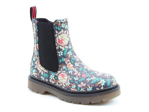 Heavenly Feet Saint Black Bouquet Print Womens Casual Comfort Boots