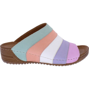 Adesso Eva Ice Cream Slip On Low Heel Leather Mules Sandals