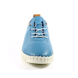 Lunar FLE011 Flamborough Mid Blue Womens Casual Comfort Leather Elastic Lace Shoe