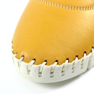 Lunar FLE011 Flamborough Mustard Womens Casual Comfort Leather Elastic Lace Shoe