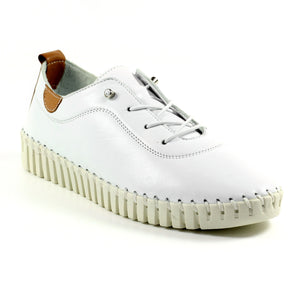 Lunar FLE011 Flamborough WhiteWomens Casual Comfort Leather Elastic Lace Shoe