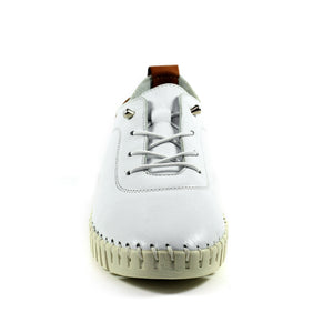 Lunar FLE011 Flamborough WhiteWomens Casual Comfort Leather Elastic Lace Shoe