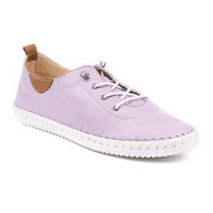 Lunar FLE030 St Ives Lilac Purple Womens Casual Comfort Leather Lace Up Trainers