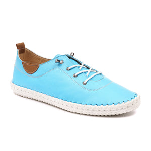 Lunar FLE030 St Ives Turquoise Blue Womens Casual Comfort Leather Lace Up Trainers