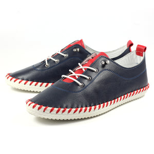 Lunar FLG016 St Ives Sandown Navy Womens Casual Comfort Leather Lace Up Trainers