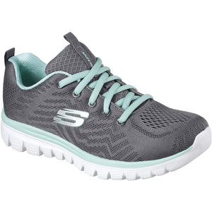 Skechers 12615/CCGR Grey Women's Sporty Knit Mesh Upper Trainers