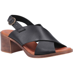 Hush Puppies Gabrielle Black Women's Leather Comfort Heeled Sandals