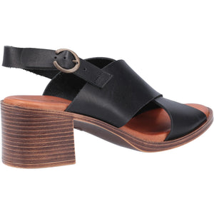 Hush Puppies Gabrielle Black Women's Leather Comfort Heeled Sandals