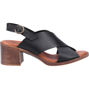 Hush Puppies Gabrielle Black Women's Leather Comfort Heeled Sandals