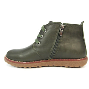 Lunar Claire GLR003 Green Womens Casual Comfort Zip/Lace Up Ankle Boots