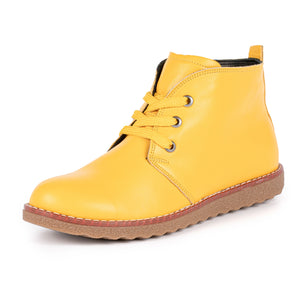 Lunar Claire GLR003 Yellow Womens Casual Comfort Zip/Lace Up Ankle Boots