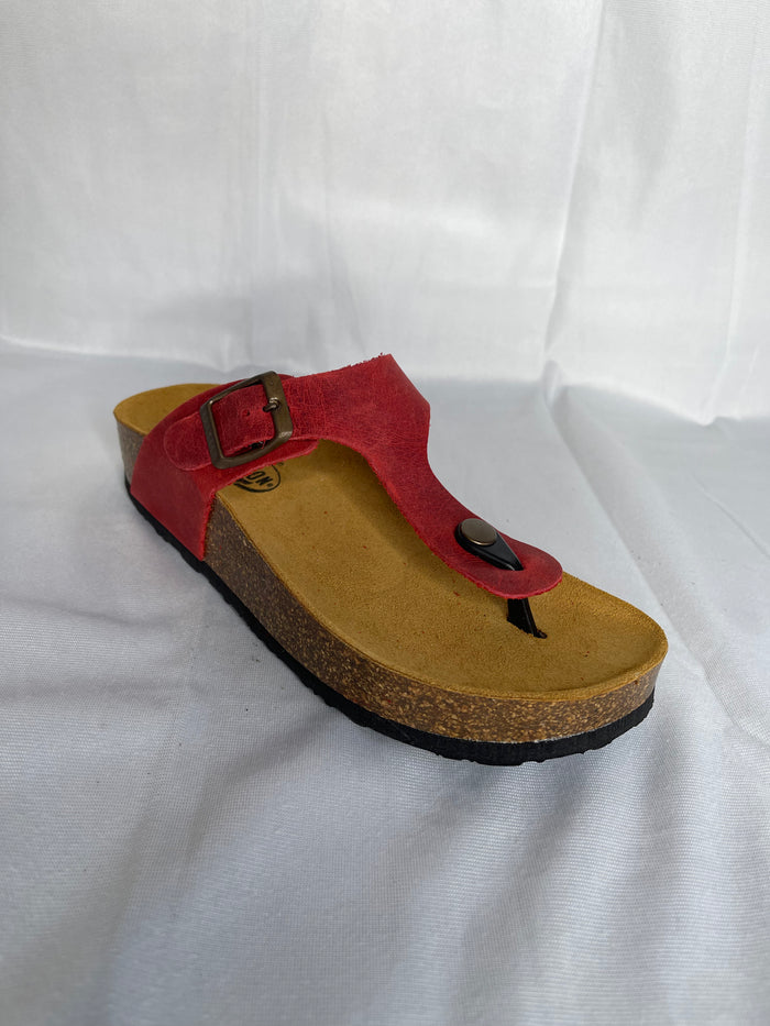 Plakton 341671 San Sebastian Mid Rojo Red Womens Casual Stylish Toe Post Sandals