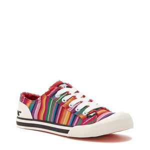 RocketDog Jazzin Eden Stripe Red Multi Womens Casual Comfort Trainer