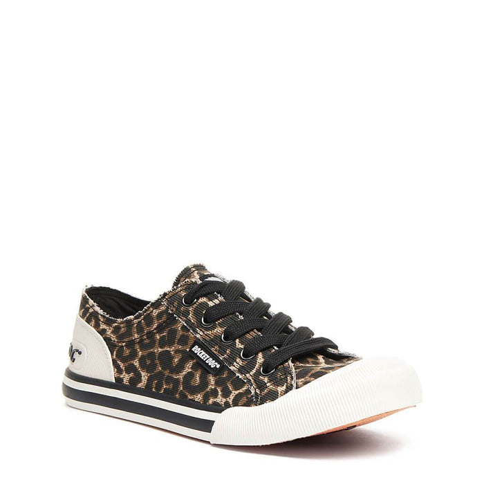 RocketDog Jazzin Tampa Cotton Natural Leopard Print Womens Comfort Trainer