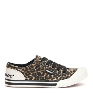 RocketDog Jazzin Tampa Cotton Natural Leopard Print Womens Comfort Trainer