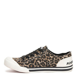 RocketDog Jazzin Tampa Cotton Natural Leopard Print Womens Comfort Trainer