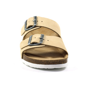 Lazy Dogz Rocco Beige Womens Casual Comfort Leather Slip On Sandals