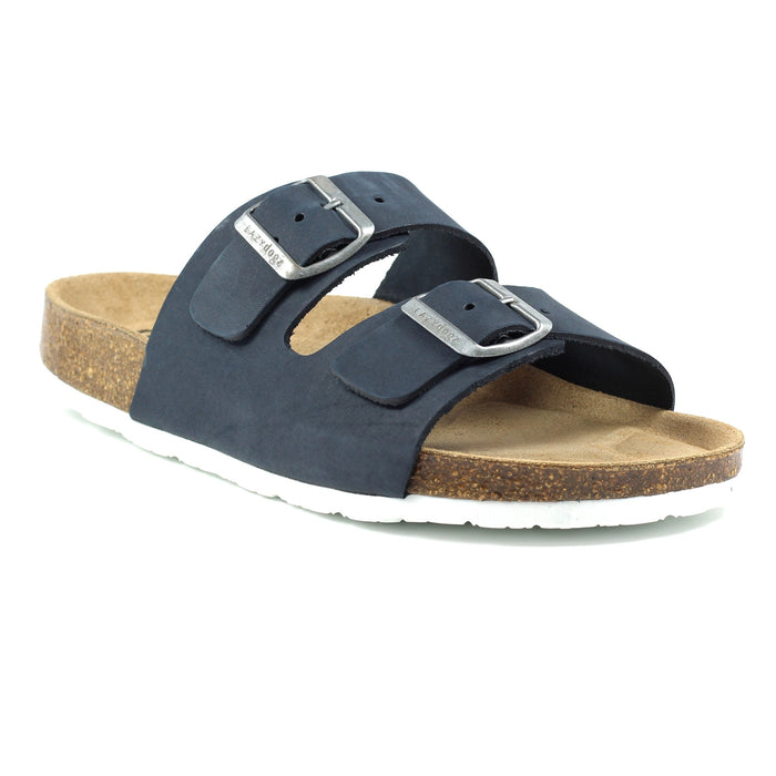 Lazy Dogz Rocco Blue Womens Casual Comfort Leather Slip On Sandals