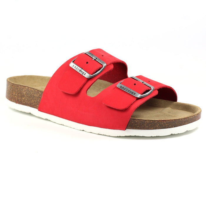 Lazy Dogz Rocco Red Womens Casual Comfort Leather Slip On Sandals