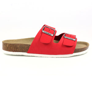 Lazy Dogz Rocco Red Womens Casual Comfort Leather Slip On Sandals