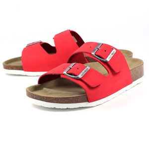 Lazy Dogz Rocco Red Womens Casual Comfort Leather Slip On Sandals
