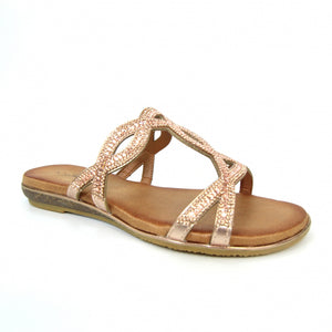 Lunar JLH206 Gabriela Rose Gold Slip On Mules Sandals