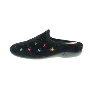 Lunar KLW005BK Galaxy II Black Womens Casual Comfort Slip On Slippers