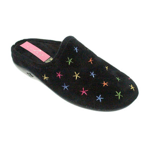 Lunar KLW005BK Galaxy II Black Womens Casual Comfort Slip On Slippers