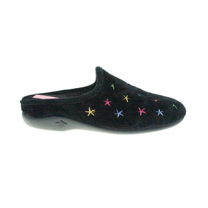 Lunar KLW005BK Galaxy II Black Womens Casual Comfort Slip On Slippers