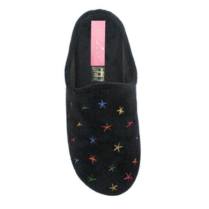 Lunar KLW005BK Galaxy II Black Womens Casual Comfort Slip On Slippers