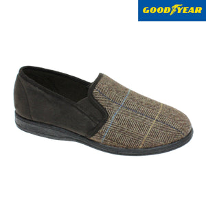 Goodyear Harrison Brown Mens Comfort Memory Foam Slippers