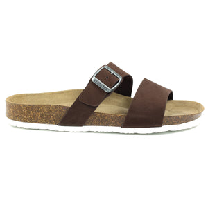 Lazy Dogz Bobby Dark Brown Womens Casual Comfort Leather Slip On Sandals
