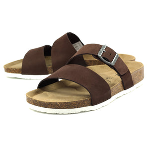 Lazy Dogz Bobby Dark Brown Womens Casual Comfort Leather Slip On Sandals