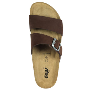 Lazy Dogz Bobby Dark Brown Womens Casual Comfort Leather Slip On Sandals