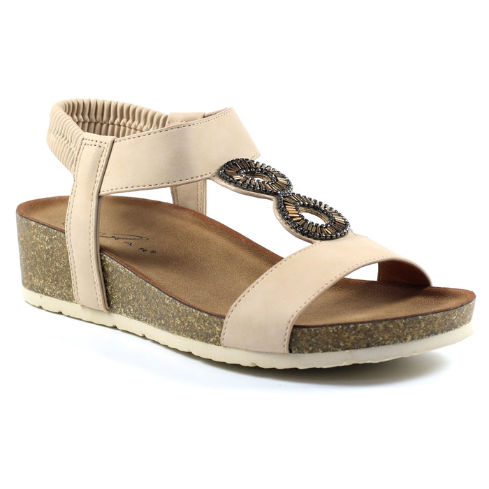 Lunar JLH359 Barwell Beige Womens Comfortable Summer Slingback Sandals