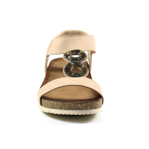 Lunar JLH359 Barwell Beige Womens Comfortable Summer Slingback Sandals