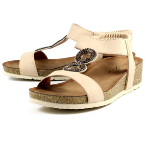 Lunar JLH359 Barwell Beige Womens Comfortable Summer Slingback Sandals